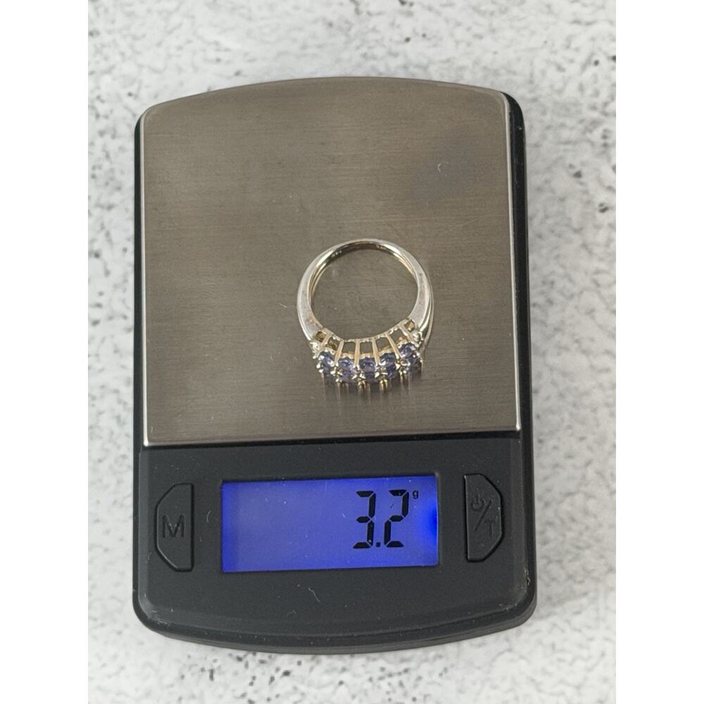 14k White Gold Purple Glass with Diamonds Ring size 5 - Picture 9 of 10